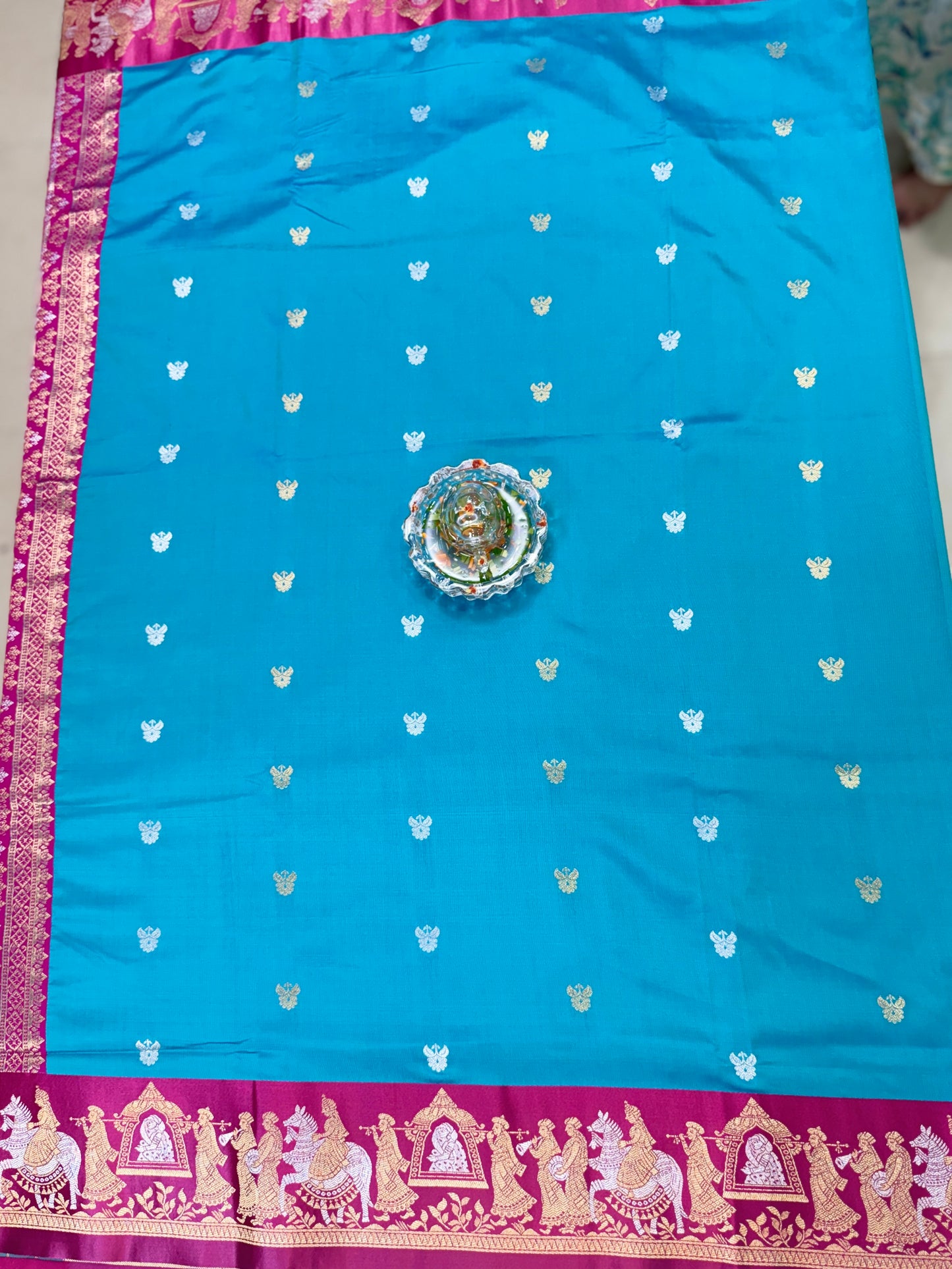 Mashru silk saree with Sindhu Ghaat zari weaving and blouse piece for women