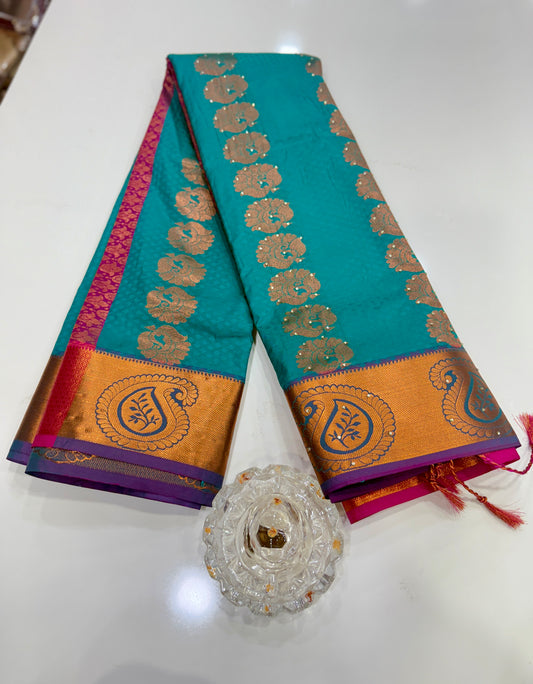 Soft Silk Saree with Cutwork and Stone Embellishments for Women