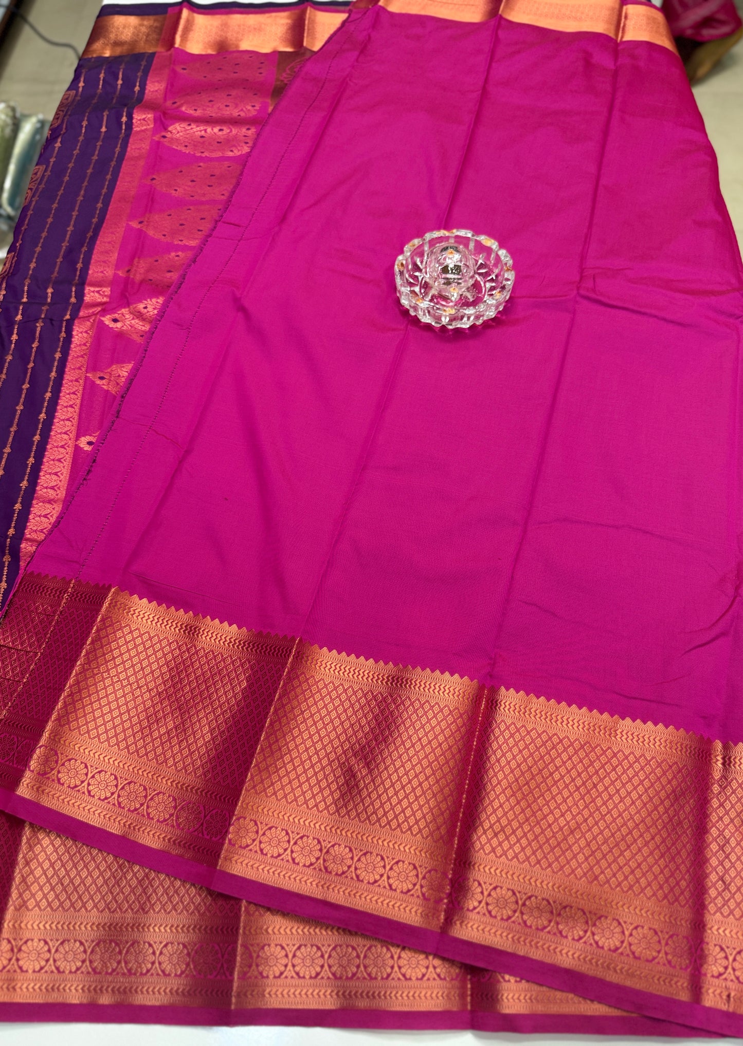Dharmavaram Silk Saree with Intricate Meena Work and Blouse Piece for Women