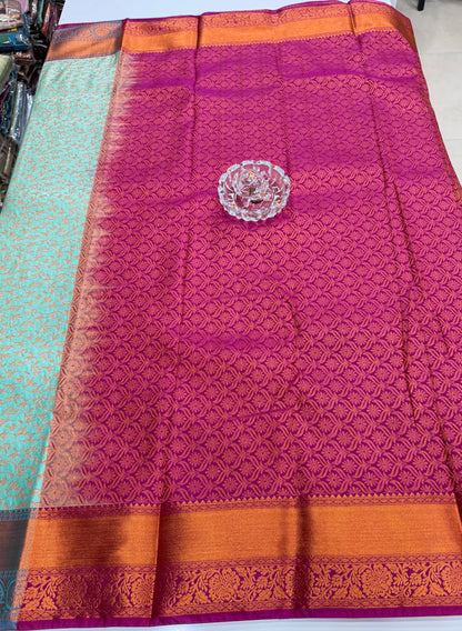 Soft Silk Saree with Samutrika Weaving and Contrast Zari Border for Women – Lightweight Festive Wear Saree