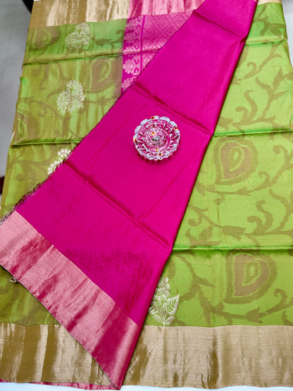 Pochampalli Printed Silk Saree with Satin Border and Blouse – Powerloom Weave for Women