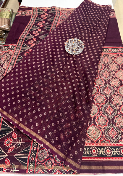 Pure Chanderi Silk Saree with Intricate Handblock Print and Blouse Piece – Traditional Wear for Women