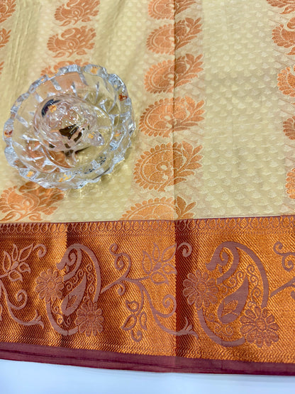 Soft Silk Saree with Cutwork and Stone Embellishments for Women