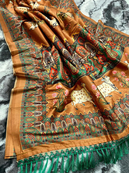 Elegance Redefined: Pichwai Silk Sarees with Tassel Accents