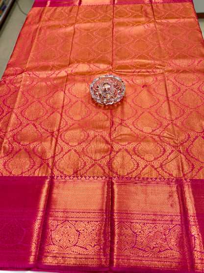 Bridal Kanchipuram Style Silk Saree with Rich Zari Border – Festive Wear