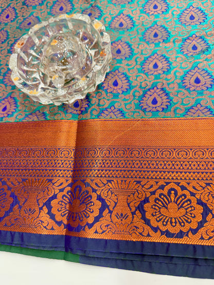 Bridal Soft Silk Saree with Jacquard Weaving & Contrast Border for Women