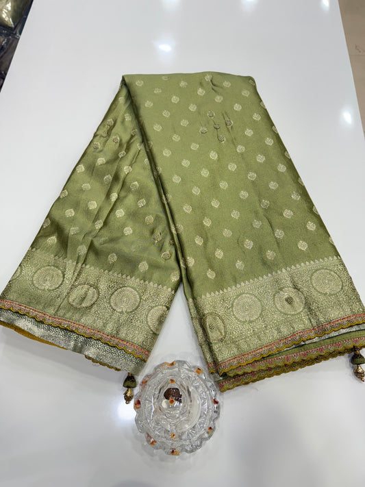 Premium Viscose Silk Saree with Heavy Embroidered Designer Blouse – Wedding and Bridal Wear