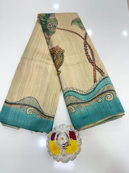 Silk Blend Printed Saree with Traditional Art Motifs and Glossy Texture – Festive Wear for Women