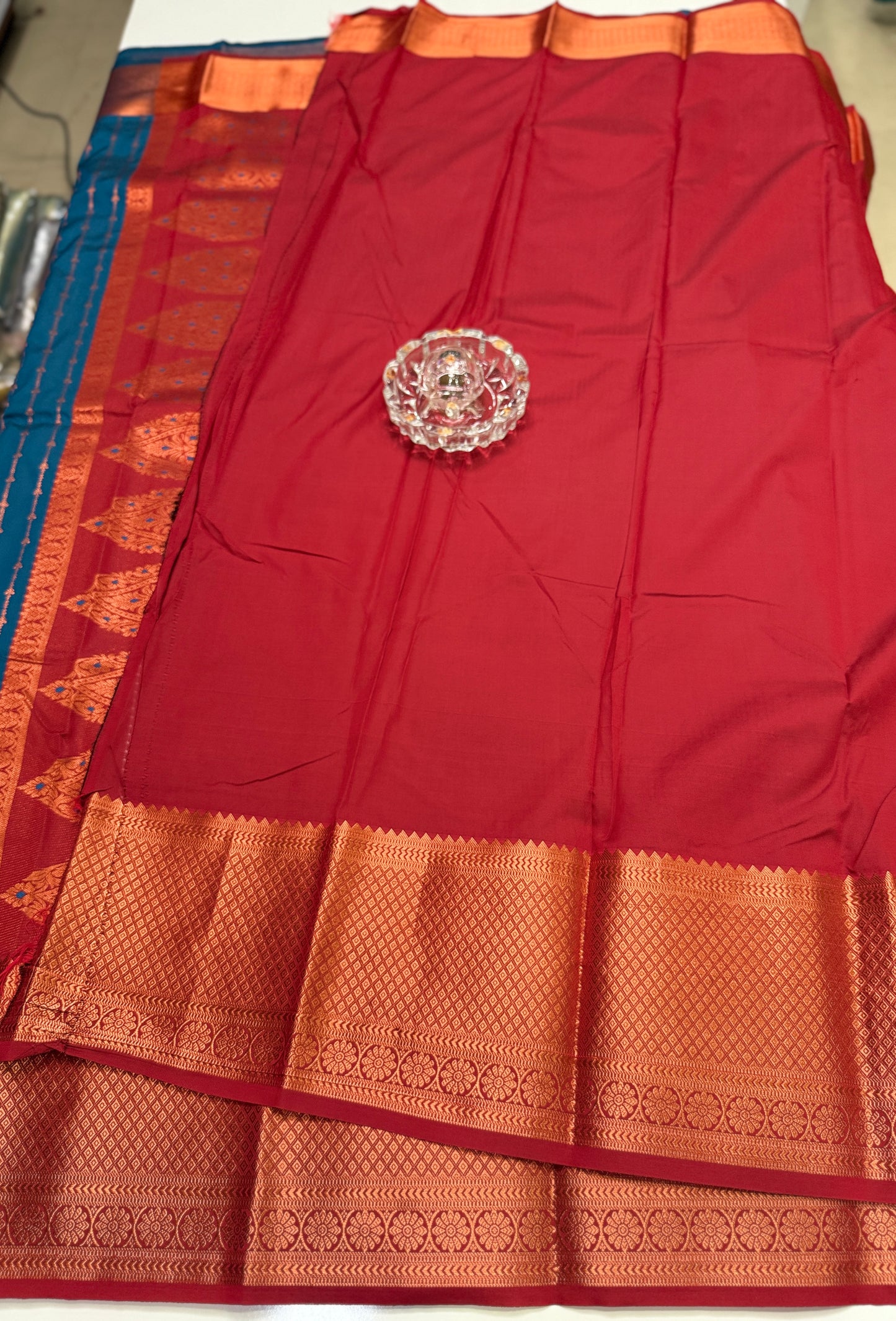Dharmavaram Silk Saree with Intricate Meena Work and Blouse Piece for Women