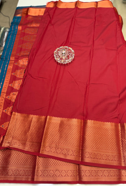 Dharmavaram Silk Saree with Intricate Meena Work and Blouse Piece for Women