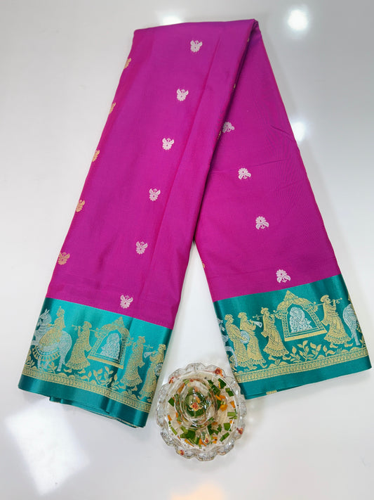 Mashru silk saree with Sindhu Ghaat zari weaving and blouse piece for women