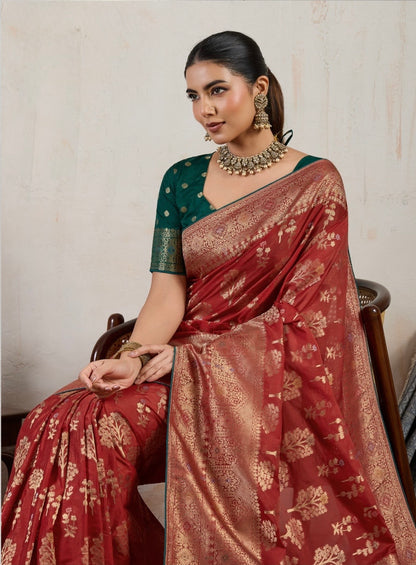 Soft Makhmal Silk Saree with 11-Shade Meenakari Weaving and Grand Pallu – Heritage Wedding Saree for Women