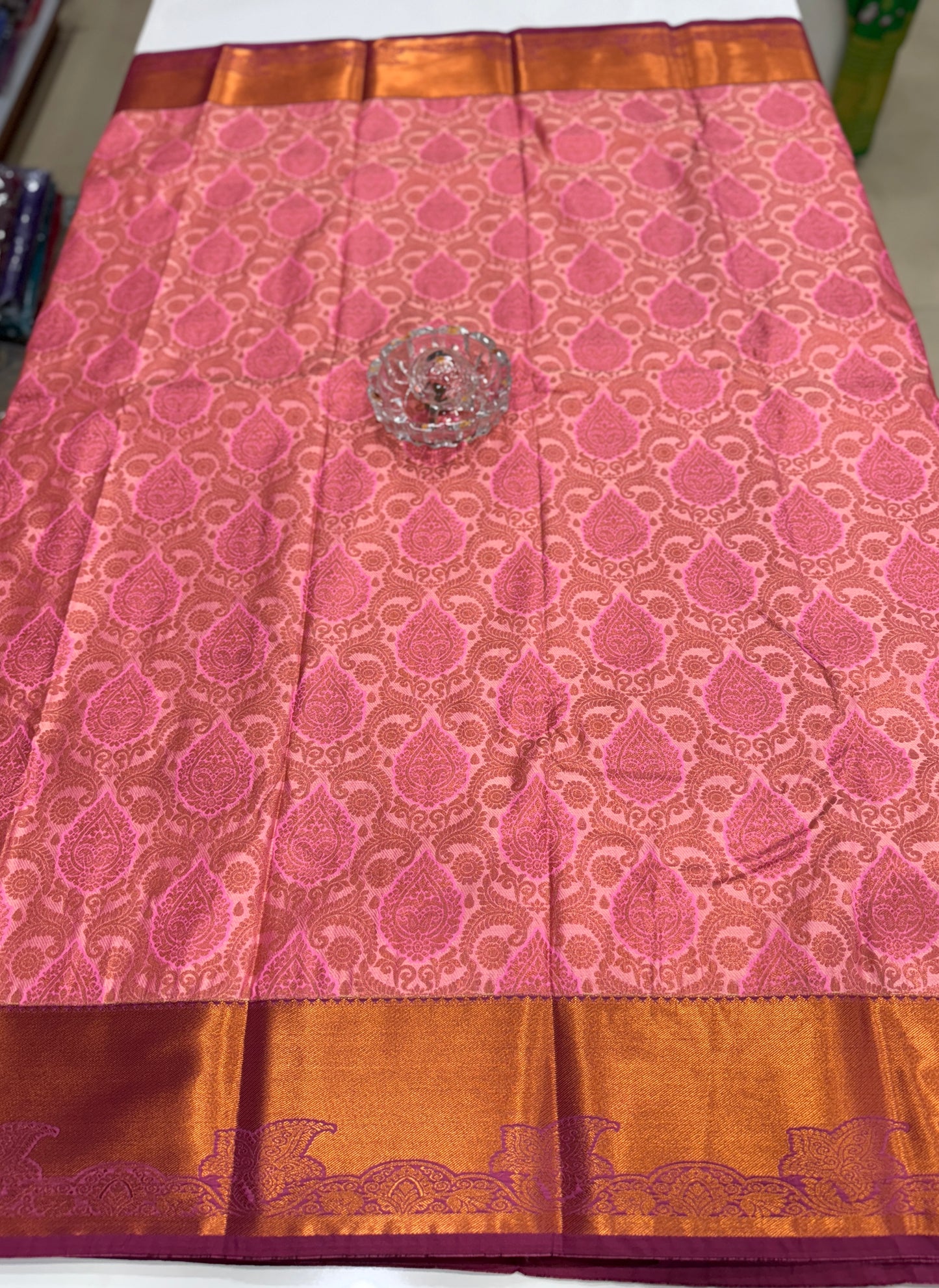 Bridal Soft Silk Saree with Jacquard Weaving & Contrast Border for Women