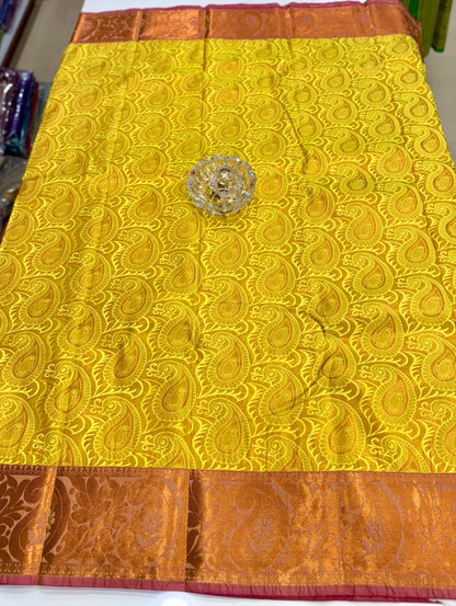 Bridal Soft Silk Saree with Jacquard Weaving & Contrast Border for Women
