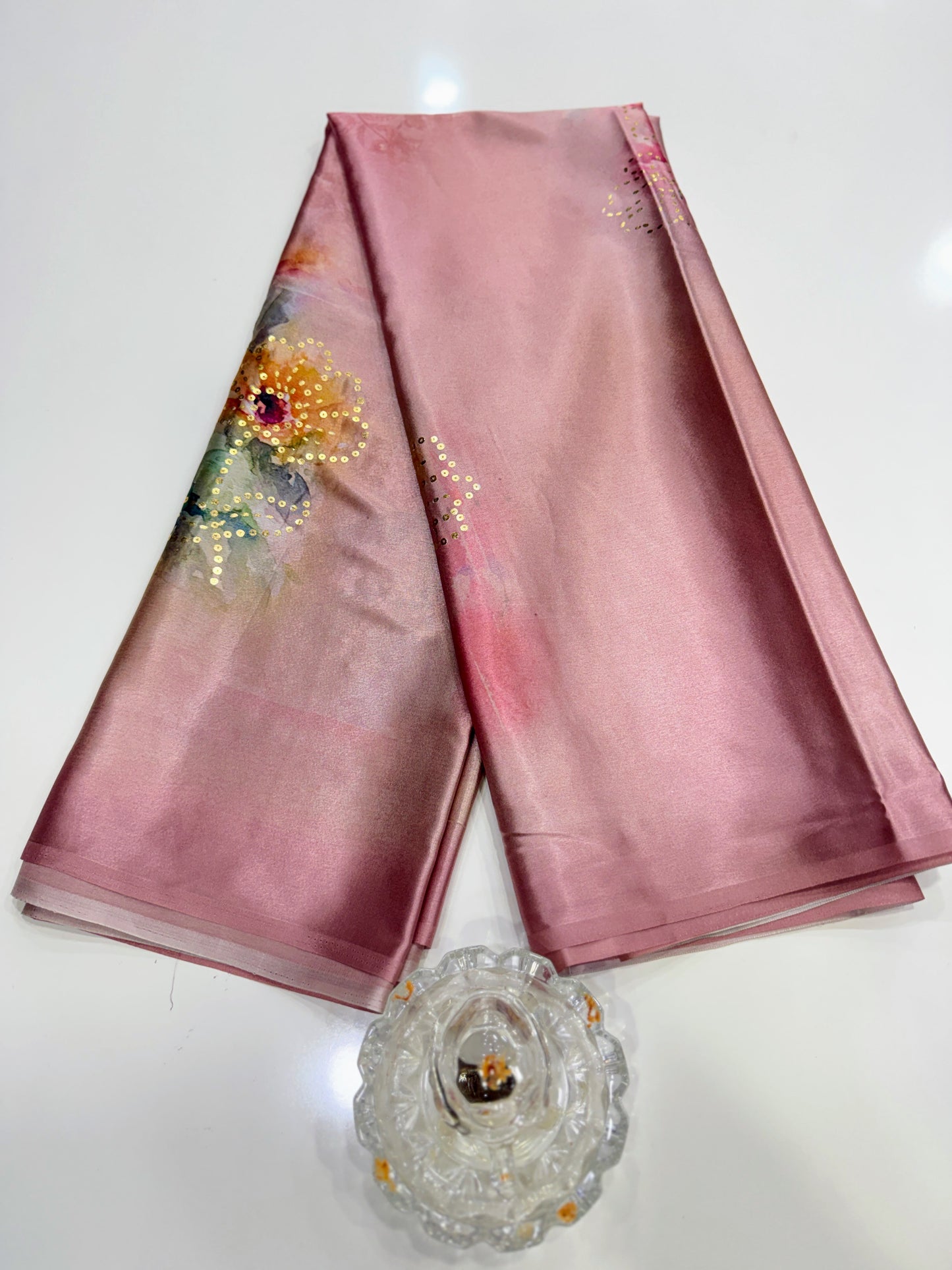 Japan satin saree for women with position print pallu and blouse, soft satin printed saree for festive and casual wear