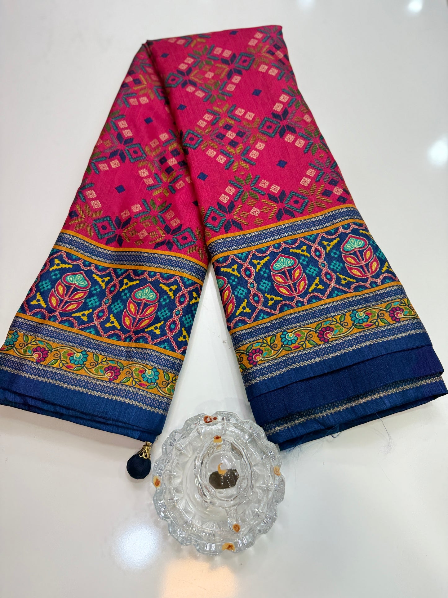 PV Silk Saree with HB Luxury Print and Gloss Finish – Party and Festival Wear Saree for Women