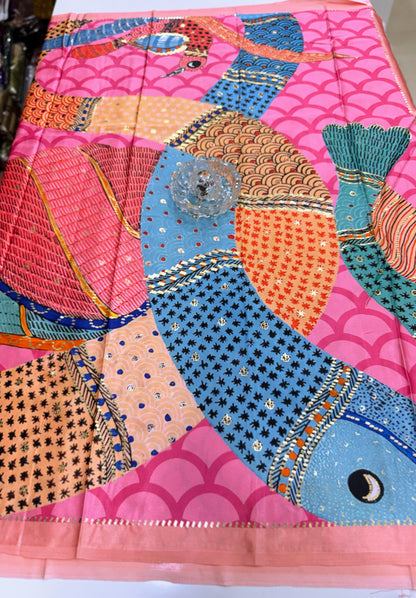 Japan satin saree for women with position print pallu and blouse, soft satin printed saree for festive and casual wear