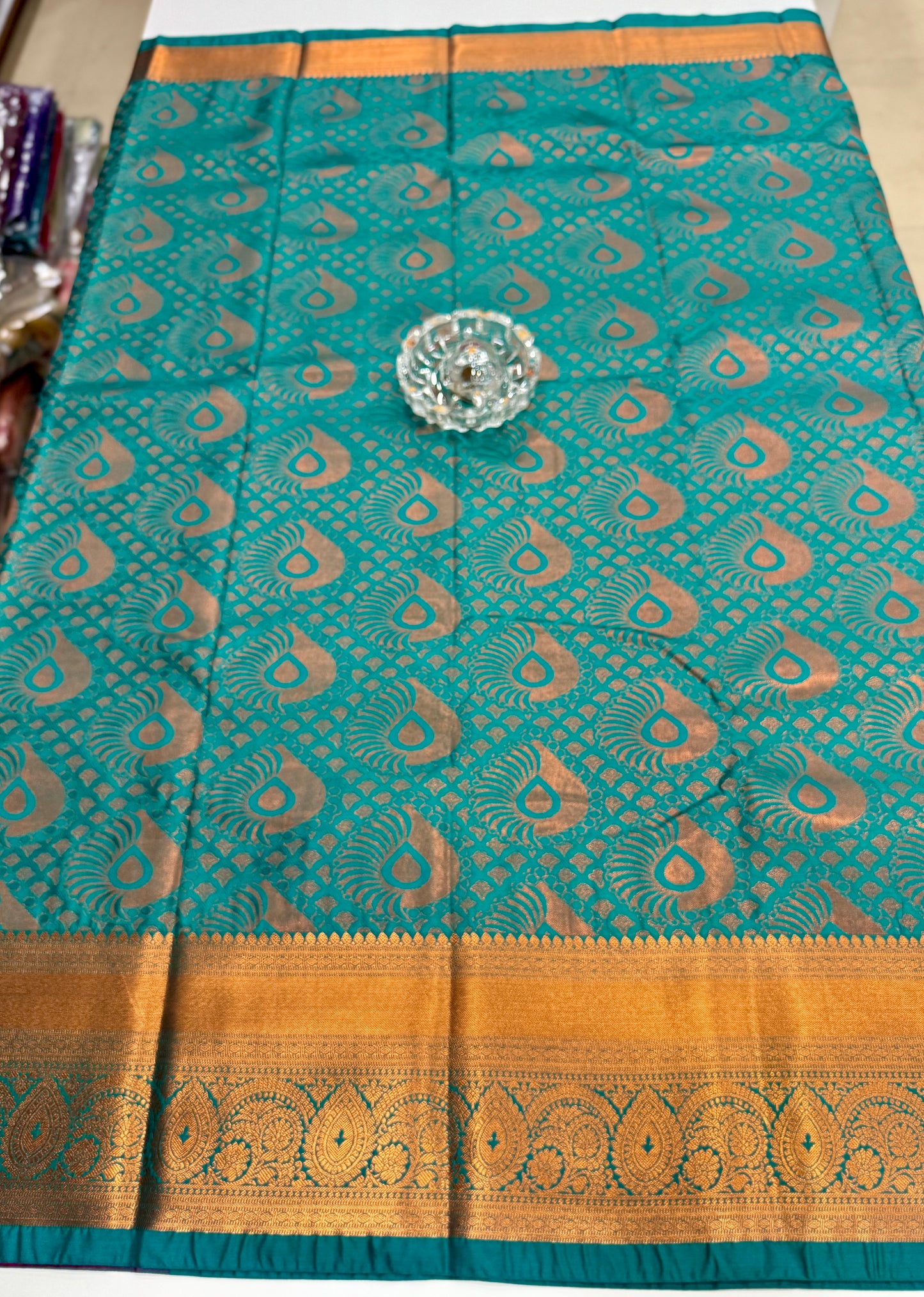 Bridal Soft Silk Saree with Jacquard Weaving & Contrast Border for Women