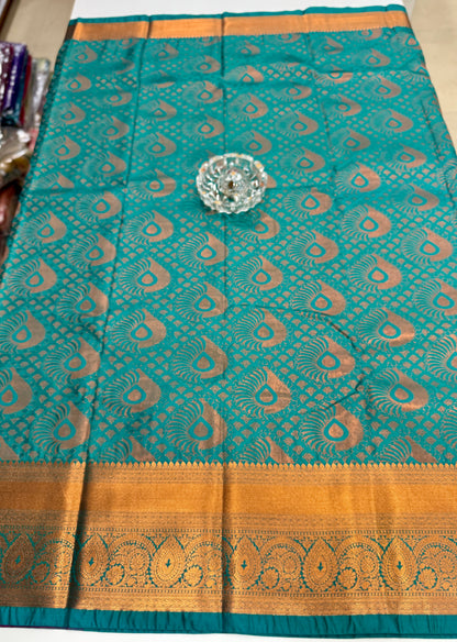 Bridal Soft Silk Saree with Jacquard Weaving & Contrast Border for Women