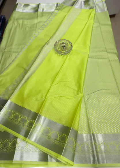 Traditional Kanchipuram Style Silk Saree for Women with Zari Border and Blouse Piece | Power-loom Woven Saree