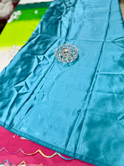 Georgette Saree with Embroidery Work and Satin Blouse for Women