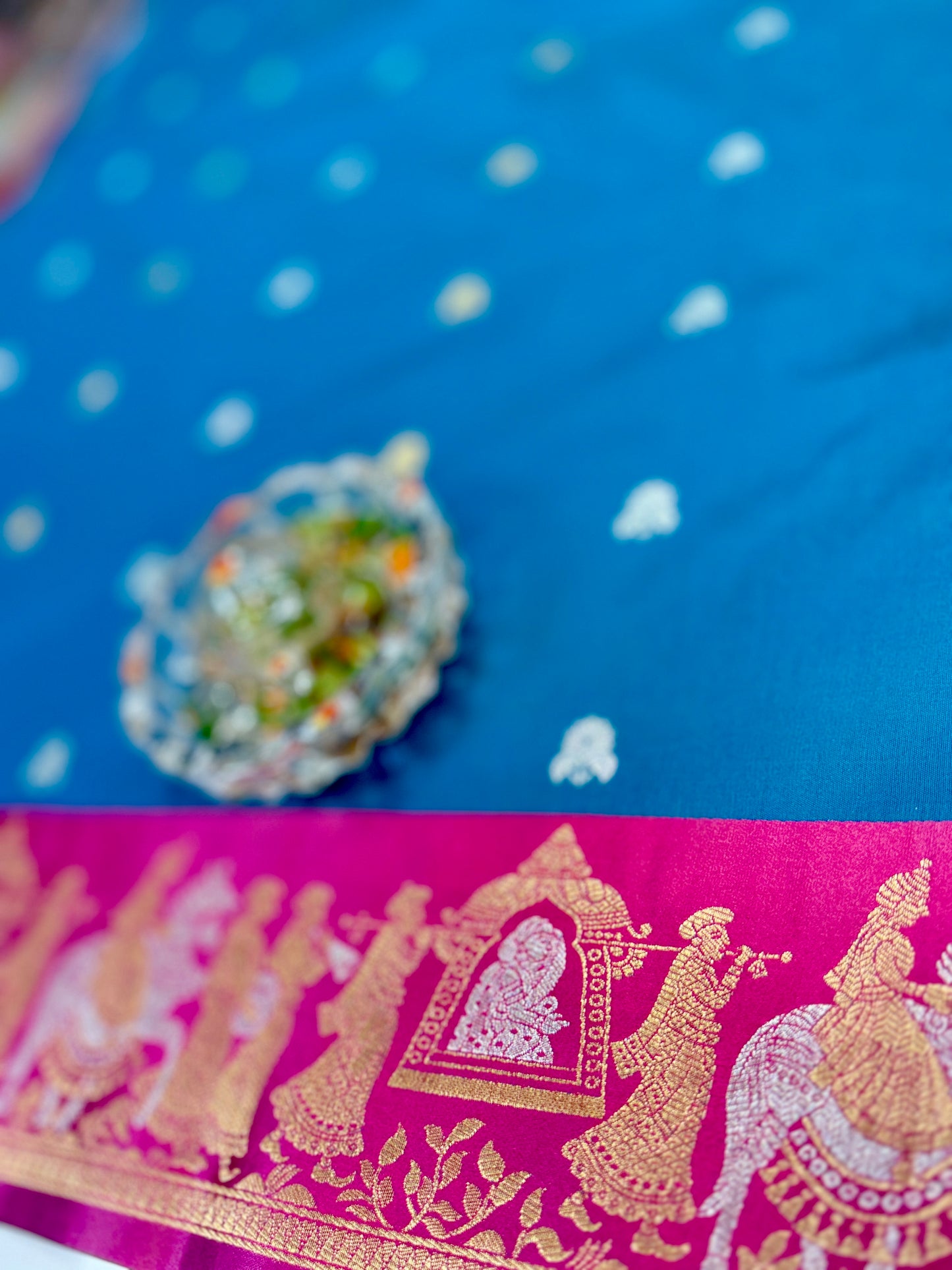 Mashru silk saree with Sindhu Ghaat zari weaving and blouse piece for women