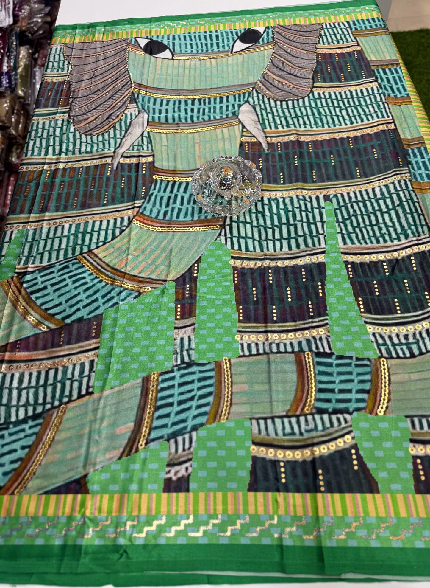 Japan satin saree for women with position print pallu and blouse, soft satin printed saree for festive and casual wear