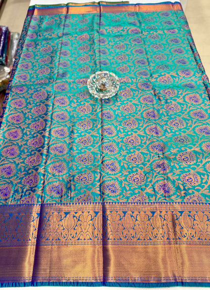 Bridal Soft Silk Saree with Jacquard Weaving & Contrast Border for Women