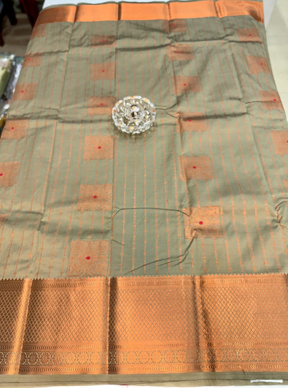 Dharmavaram Silk Saree with Intricate Meena Work and Blouse Piece for Women