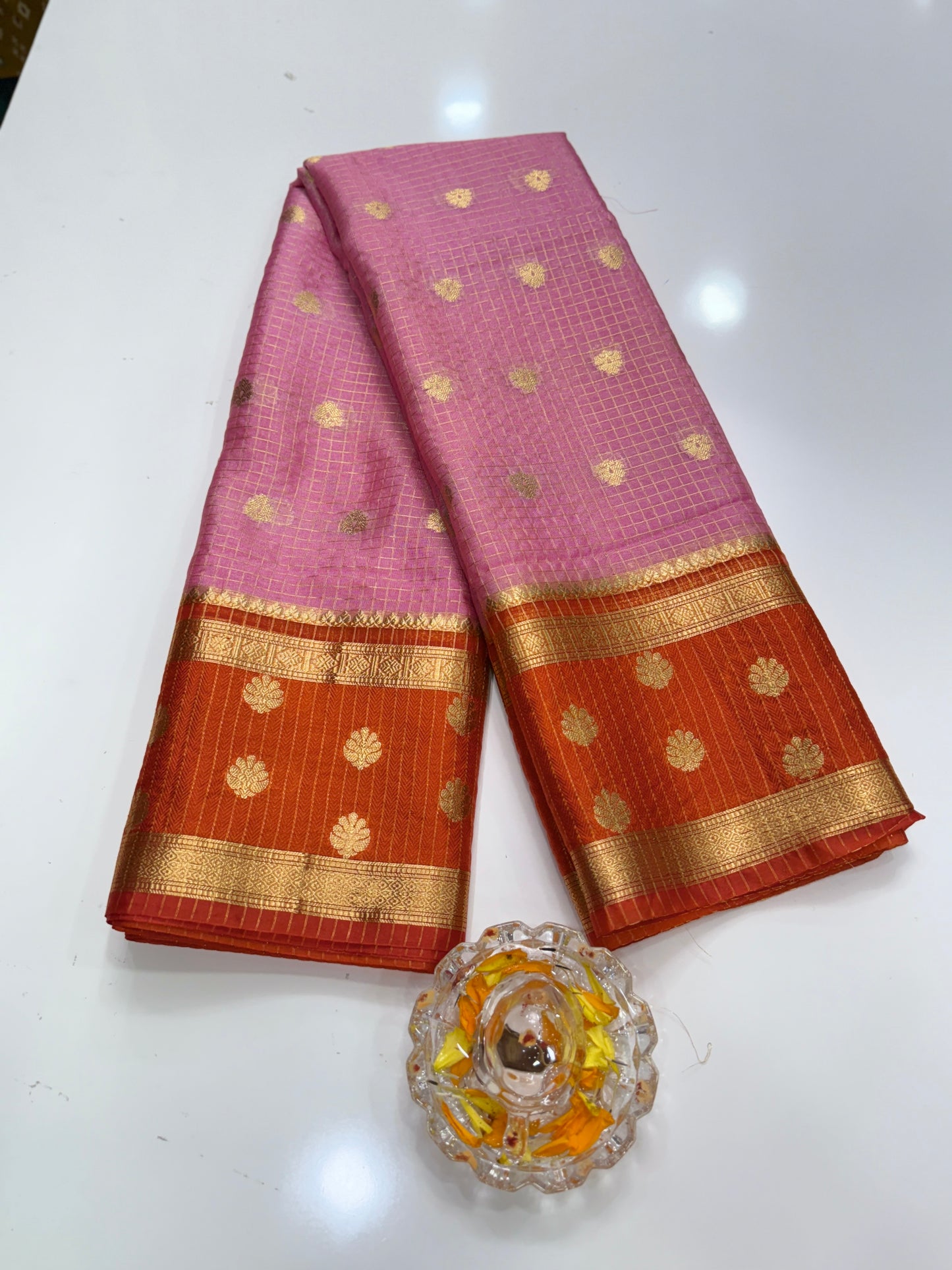 Banarasi Warm Silk Soft Saree with Zari Checks and Buti Motifs for Women
