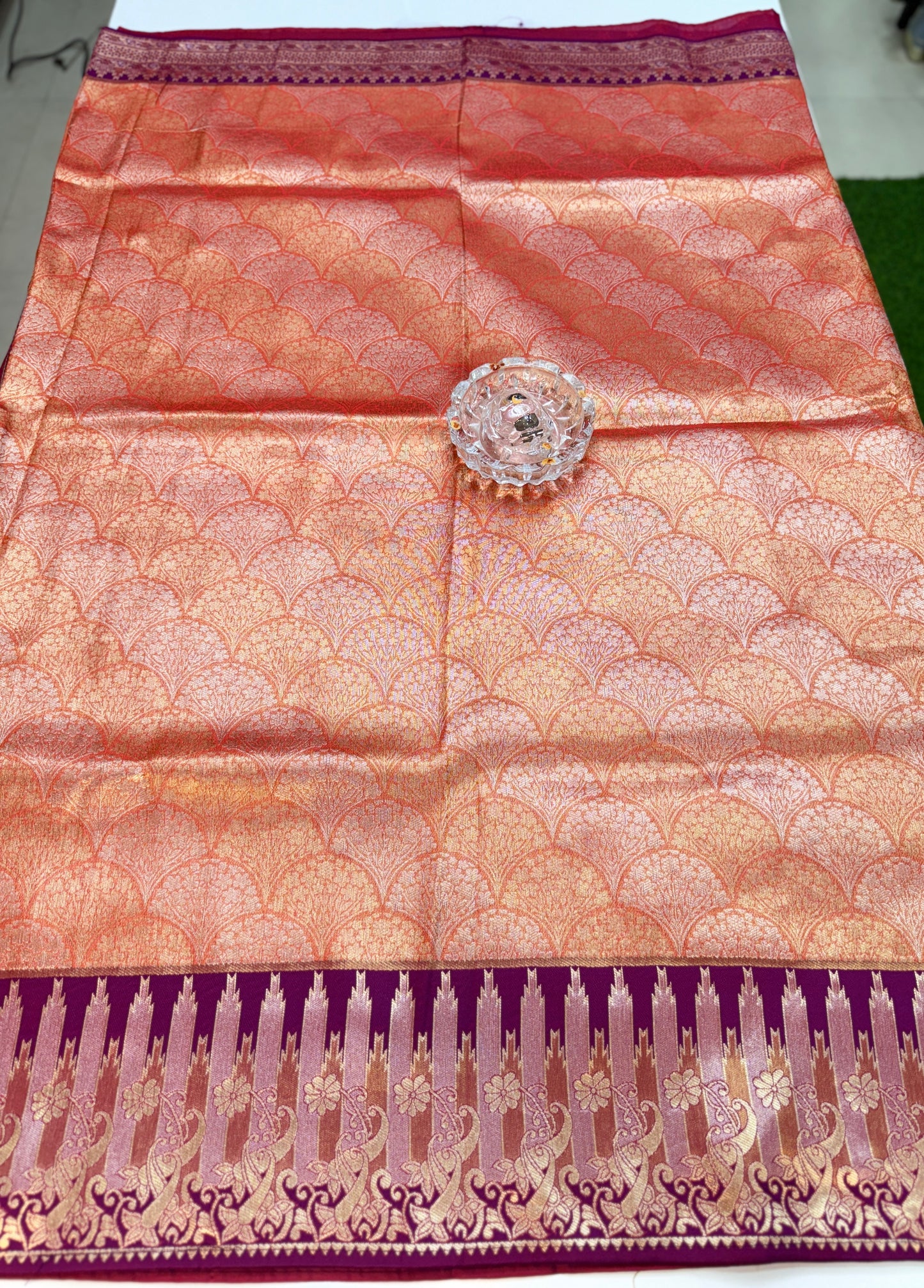 Kanjivaram Soft Silk Saree with Meenakari Weaving, Broad Pattu and Potli Tassels – Wedding Silk Saree for Women