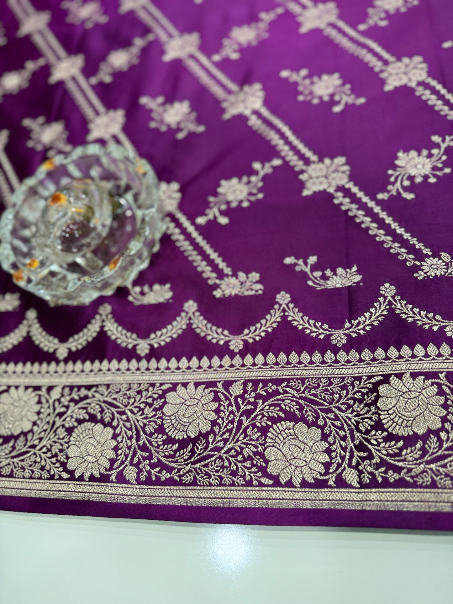 Mashru katan silk saree for women with Banarasi-style zari weaving and contrast brocade blouse piece