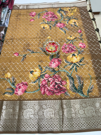 Kasargod-Style Silk Blend Saree with Zari Border and Rich Pallu – Festive Saree for Women