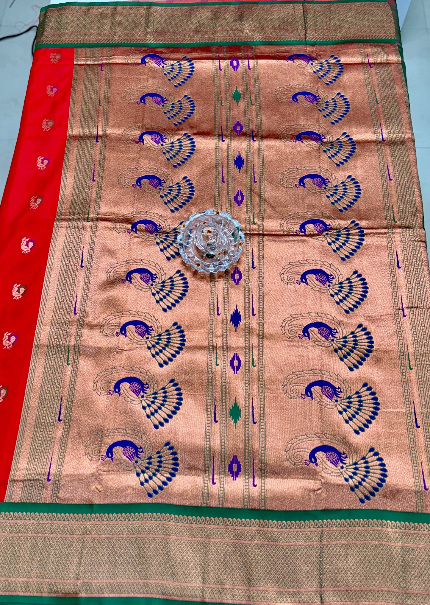 Paithani Soft Silk Saree with Zari Weaving and Contrast Blouse