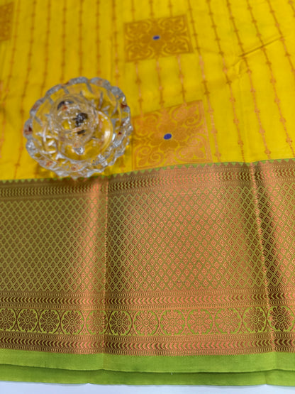 Dharmavaram Silk Saree with Intricate Meena Work and Blouse Piece for Women