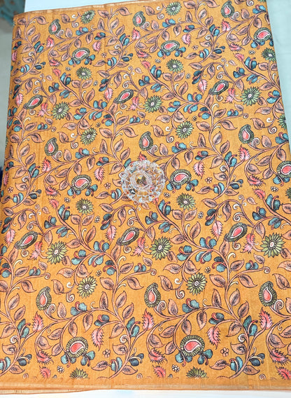 Kota Silk Printed Saree with Floral Design and Contrast Pallu for Women