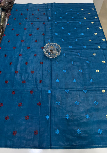 Pure Tussar Munga Silk Saree with Dolabadi Embroidery Work – Silk Mark Certified Handloom Saree