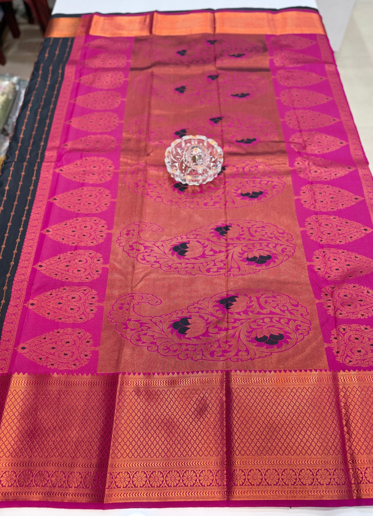 Dharmavaram Silk Saree with Intricate Meena Work and Blouse Piece for Women