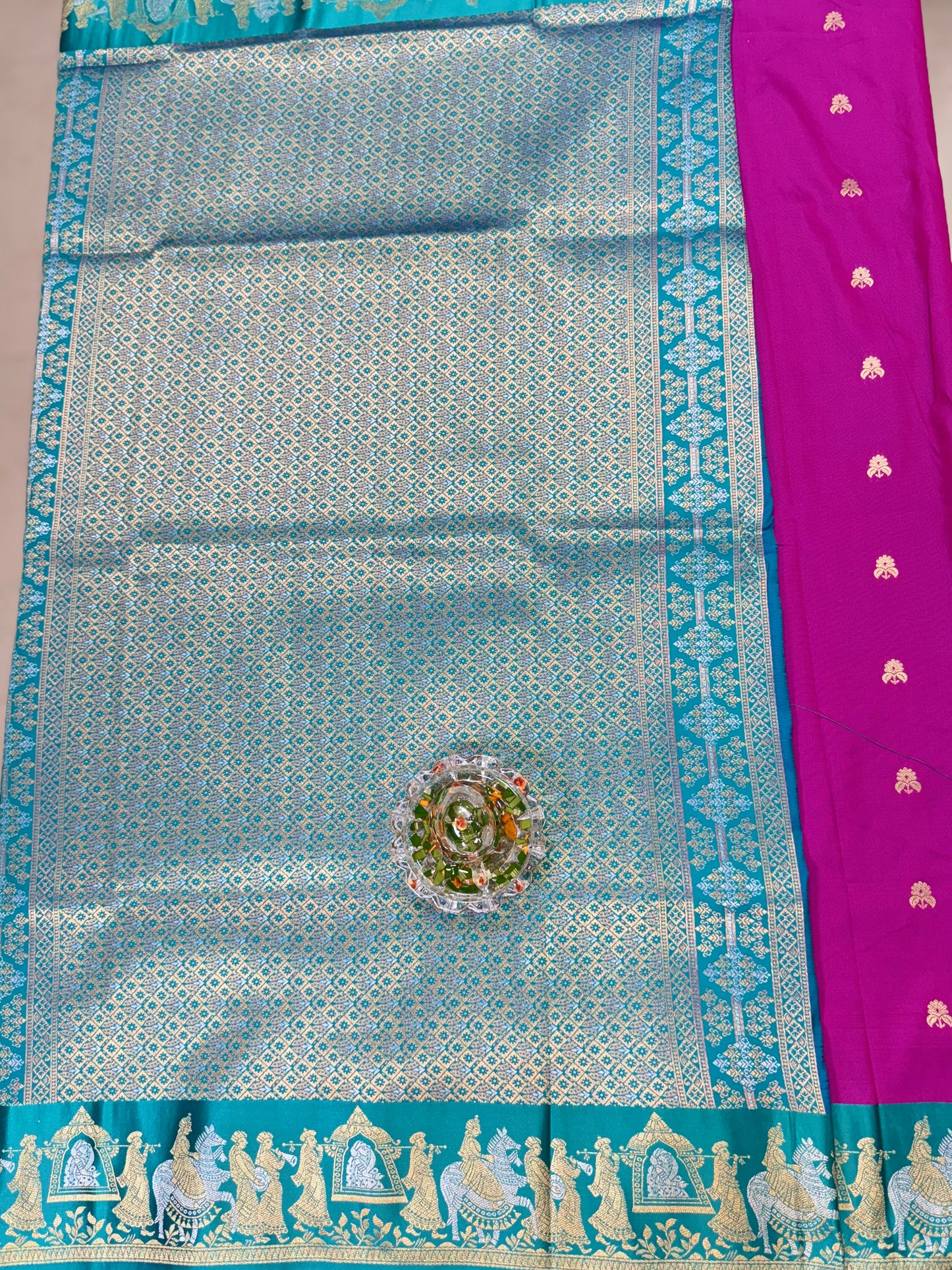 Mashru silk saree with Sindhu Ghaat zari weaving and blouse piece for women