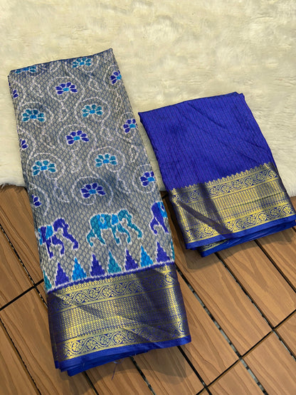 Premium Quality Spanish Ikkat Cotton Fabric With Hand Acid Print