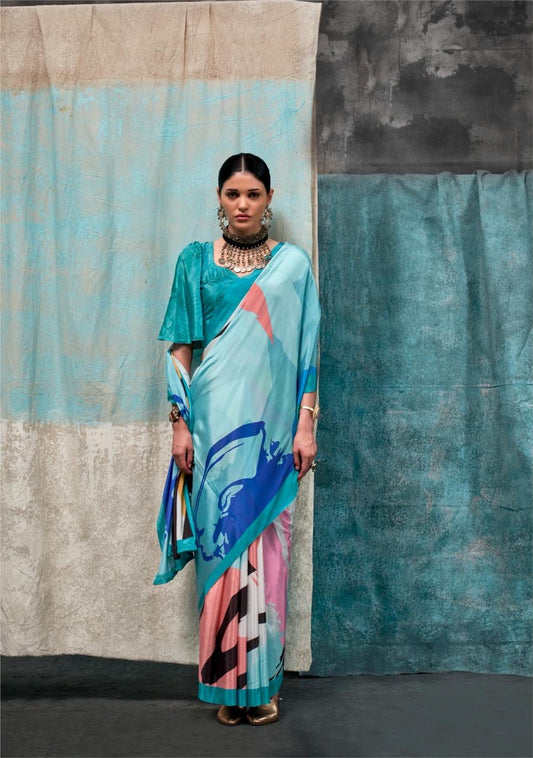 Pure Crepe Saree with Elegant Design and Matching Blouse Piece – Festive & Wedding Wear for Women