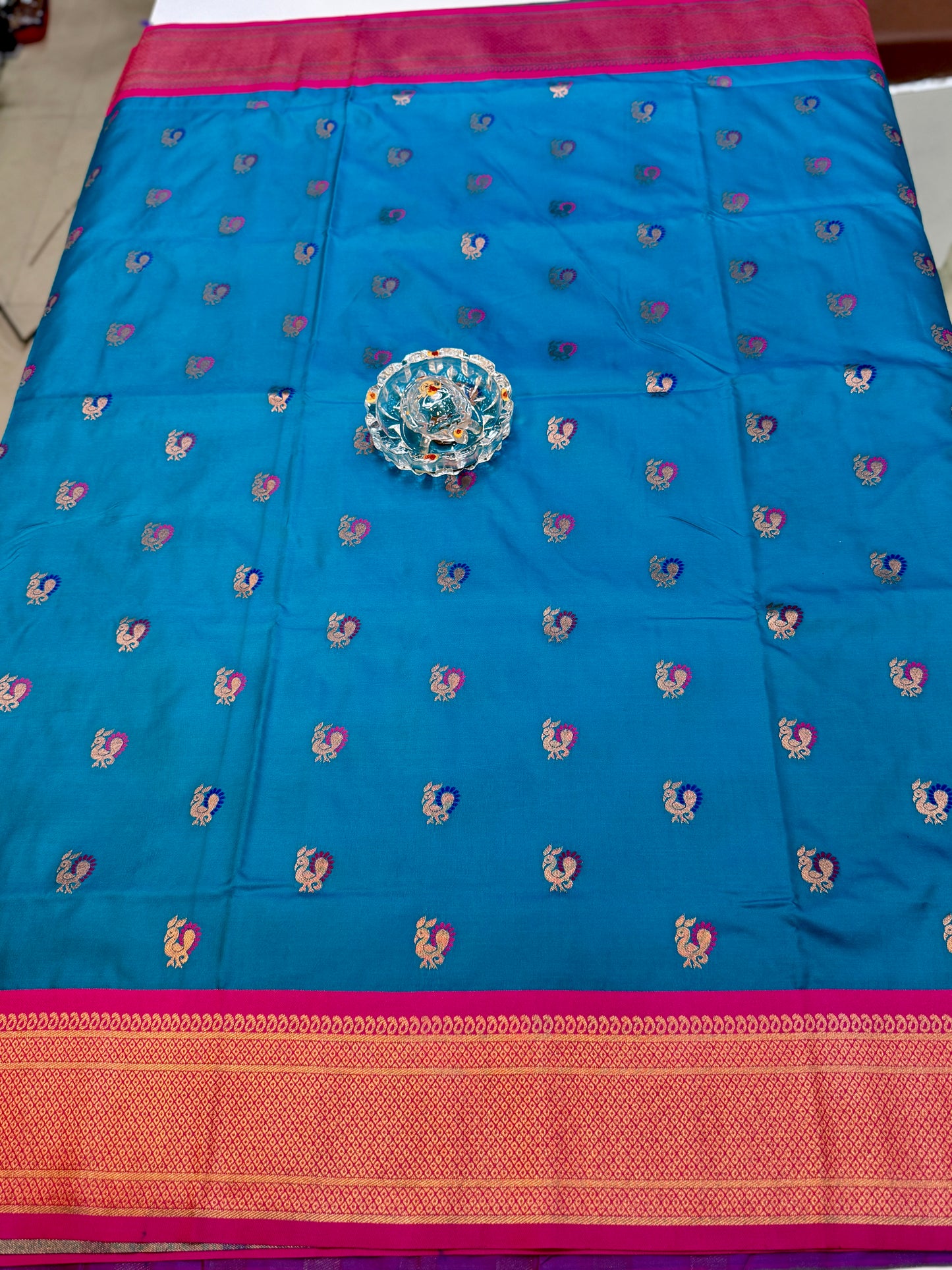 Paithani Soft Silk Saree with Zari Weaving and Contrast Blouse