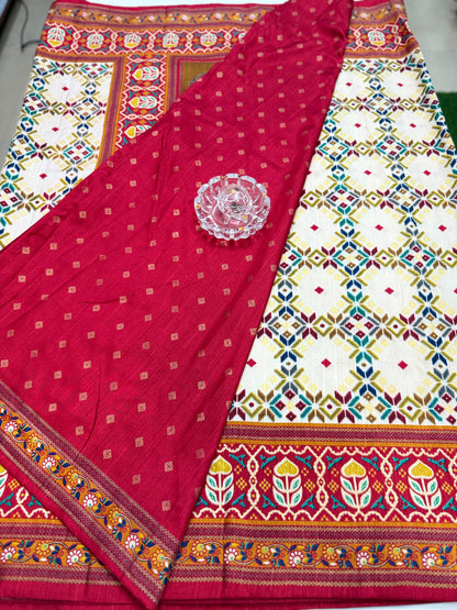 PV Silk Saree with HB Luxury Print and Gloss Finish – Party and Festival Wear Saree for Women