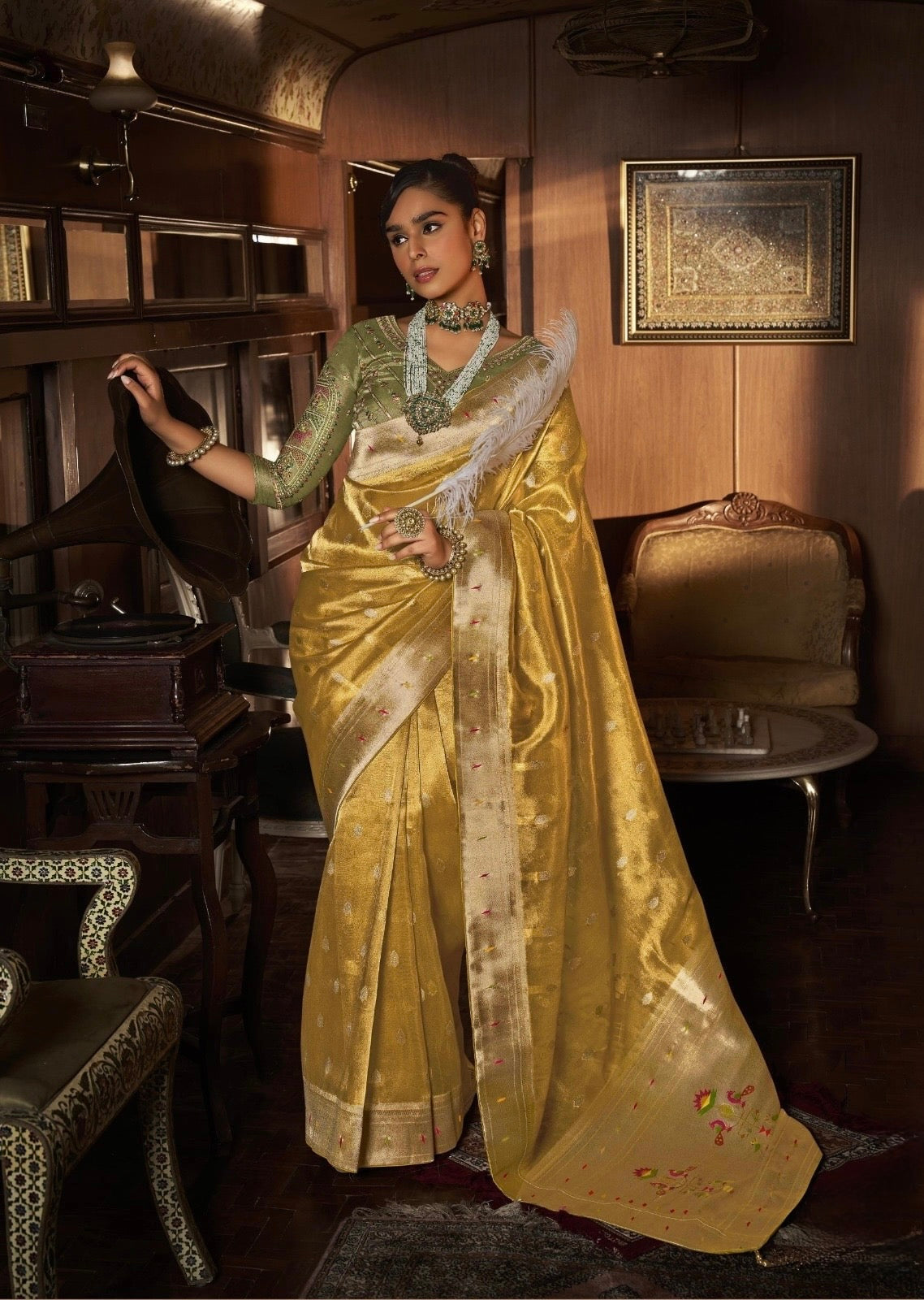 tissue paithani saree with embroidered designer blouse – premium ethnic wear for women