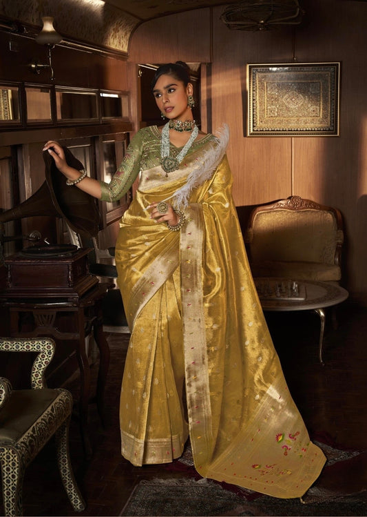 tissue paithani saree with embroidered designer blouse – premium ethnic wear for women