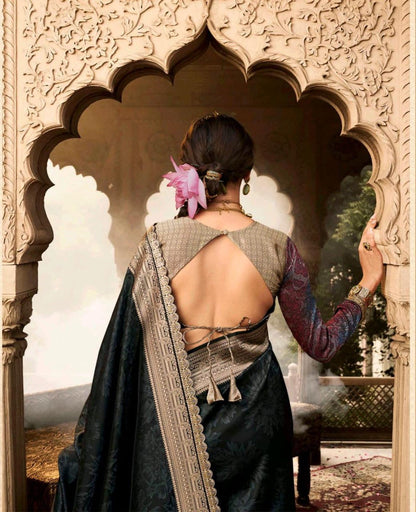 Banarasi tissue silk saree with lace border and heavy pallu – soft designer ethnic wear for women