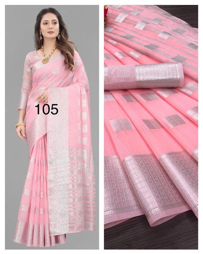 Lustrous Linen Silver Zari