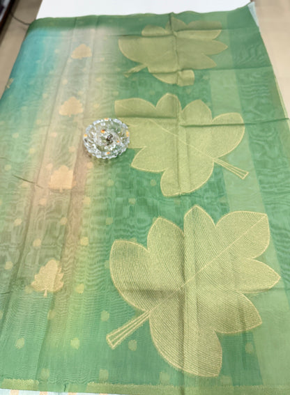 Soft Handloom style Silk Saree with Zari Leaf Weaving and Gradient Shading – Festive Wear Saree for Women