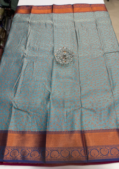 Soft Silk Saree with Samutrika Weaving and Contrast Zari Border for Women – Lightweight Festive Wear Saree