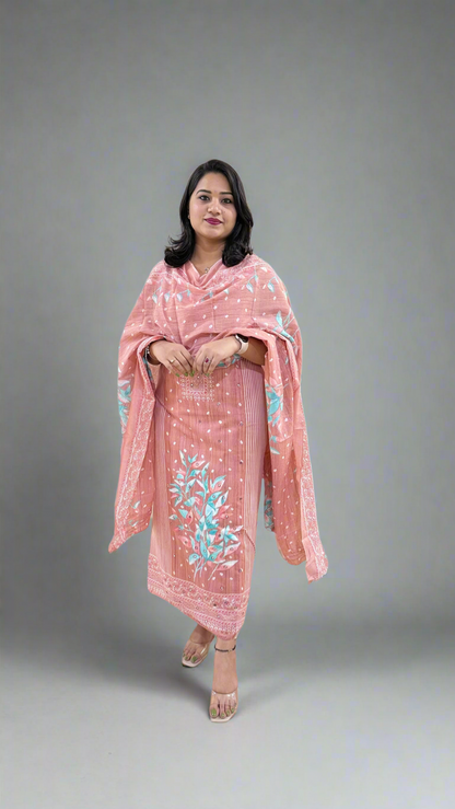 Mani’s Pure Mal Cotton Handwork Dress Material